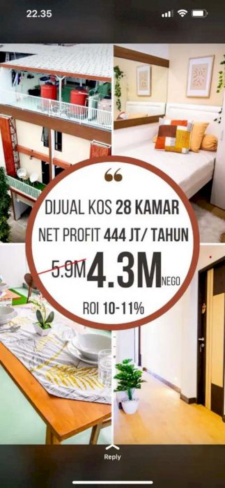 Dijual KOS di Royalwood Residence Kompleks Taman Mahkota Bandara