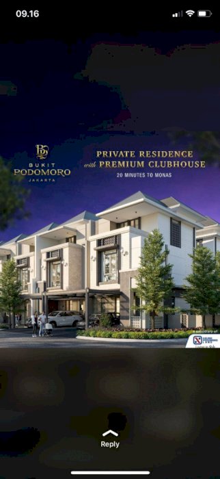 Jual Rumah Cluster 3 Lantai Perumahan Bukit Podomoro,Jakarta Timur
