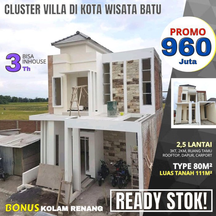 HOT PROMO VILLA SIAP HUNI VIEW HIJAUNYA PERSAWAHAN DAN PEGUNUNGAN BATU MALANG