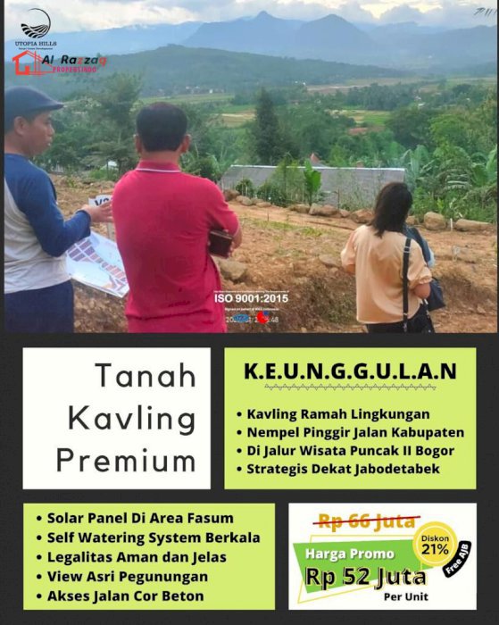 TANAH KAVLING PREMIUM UTOPIA HILLS HARGA TERJANGKAU PUNCAK 2 BOGOR