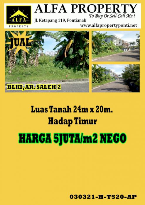 Tanah BLKI AR. Saleh 2, Pontianak, Kalimantan Barat