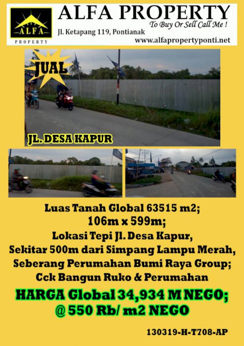 Tanah Desa Kapur Pontianak, Kalimantan Barat