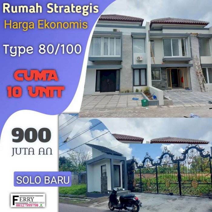 Rumah unit terbatas dijual solo baru gedangan grogol atw the park 900j