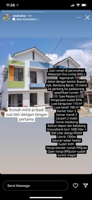 jual rumah Mekarsari Eco Living (MEL), Ngamprah Padalarang
