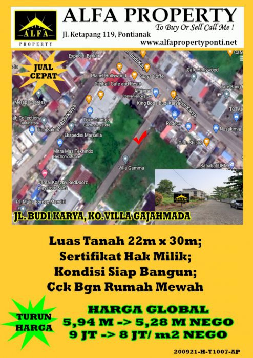 Tanah Ko. Villa Gajahmada, Pontianak, Kalimantan Barat