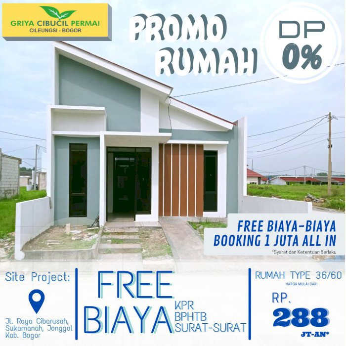 RUMAH KOMERSIL DP 0% FREE BIAYA-BIAYA