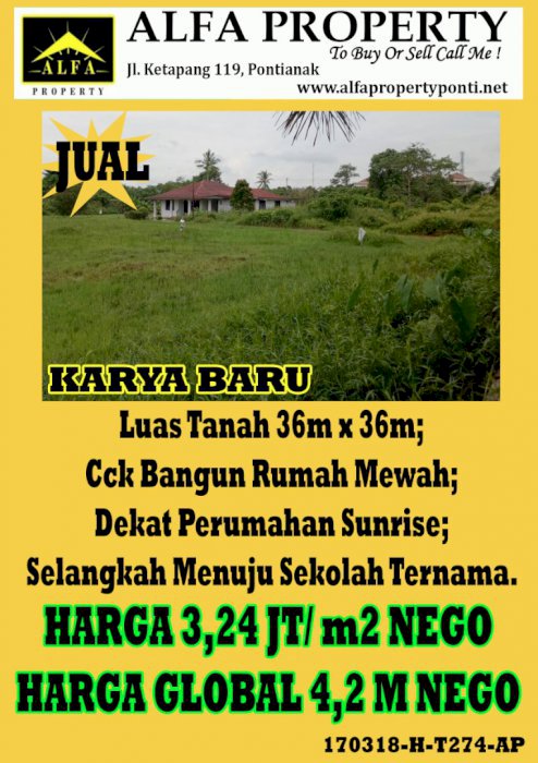 Tanah di Karya Baru Pontianak Kalimantan Barat