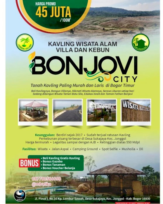 Dijual Kavling buat Villa dekat wisata Alam Puncak 2 Bogor Timur