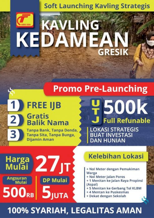 Kavling di Kedamean harga 27 jt