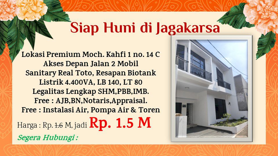 Rumah siap huni di Jagakarsa Jakarta Selatan