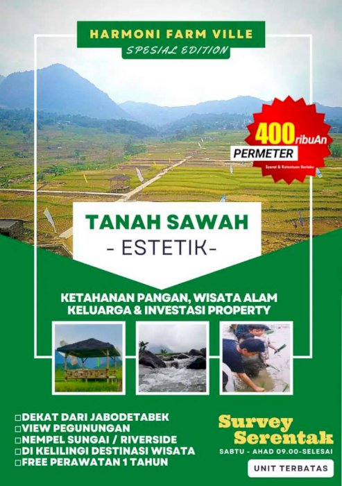 KAVLING PRODUKTIF VIRAL MURAH AMAN VIEW INDAH ALA BALI DEKAT JAKARTA