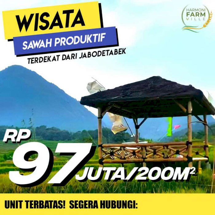 PROMO PENGHABISAN KAVLING WISATA SAWAH BOGOR BEST SELLER FREE GAZEBO
