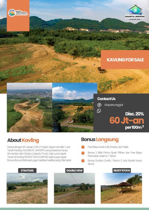 PROMO KAVLING EKSKLUSIF TERMURAH STRATEGIS DEKAT JAKARTA FREE GAZEBO