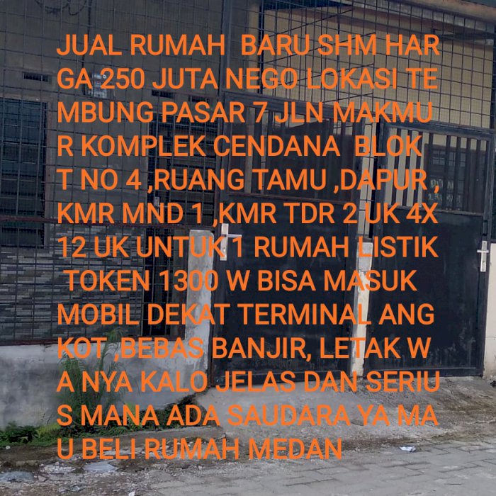Dijual rumah Medan Tembung butuh dana