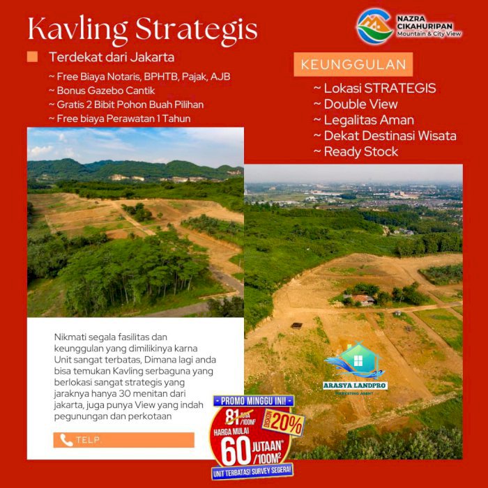 KAVLING TANAH SERBAGUNA EKSKLUSIF TERMURAH STRATEGIS DEKAT JAKARTA