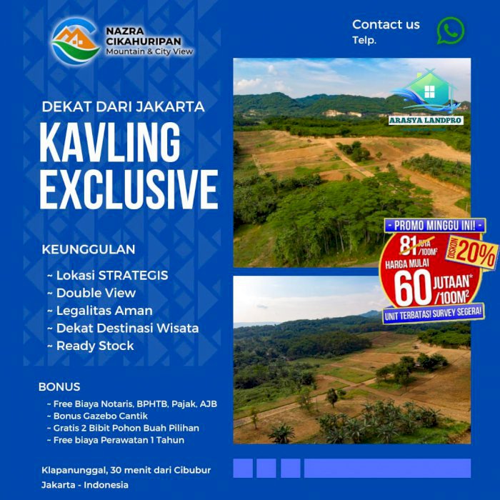 KAVLING TANAH SERBAGUNA EKSKLUSIF STRATEGIS TERMURAH NEMPEL JAK