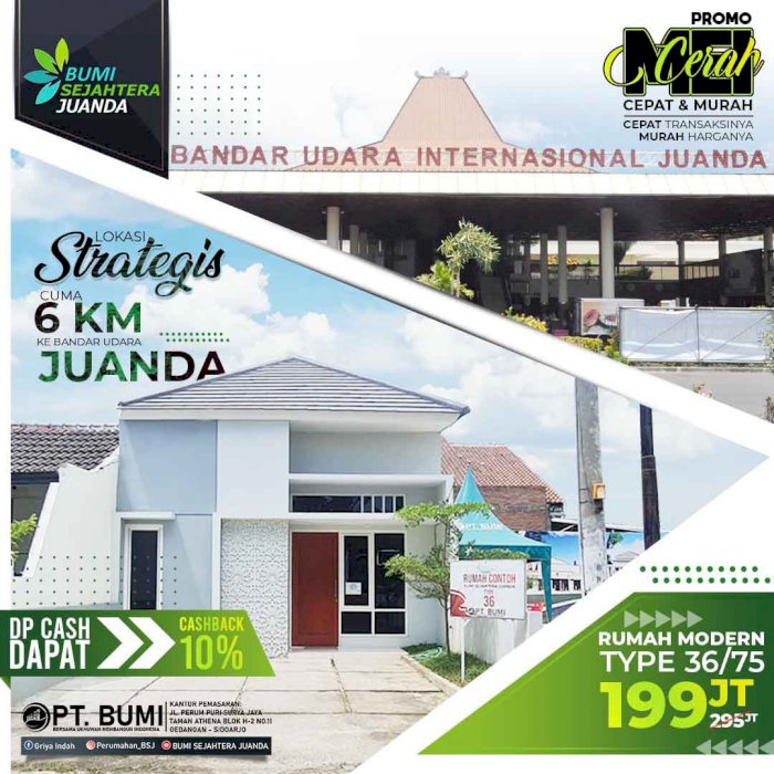DI JUAL RUMAH MODERN DEKAT JUANDA UNIT DAN PROMO TERBATAS