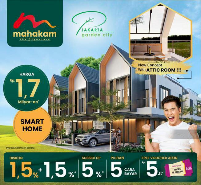 Perdana rumah minimalis type 3KT luas 75m 5x15 Cluster Mahakam JGC