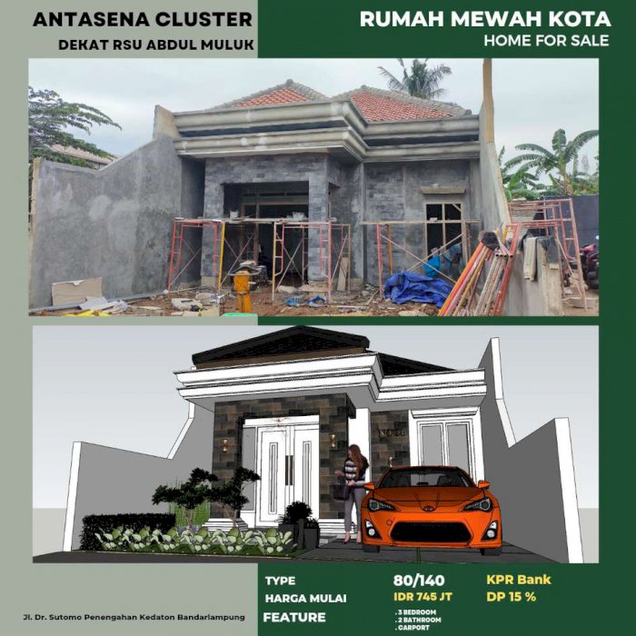 Rumah Mewah Kota Dekat RSUD Abdul Muluk Bandar Lampung