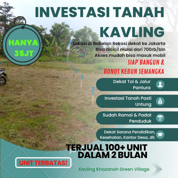 Investasi Tanah Kavling Murah Bekasi Cicilan Mulai dari 700 ribu-an