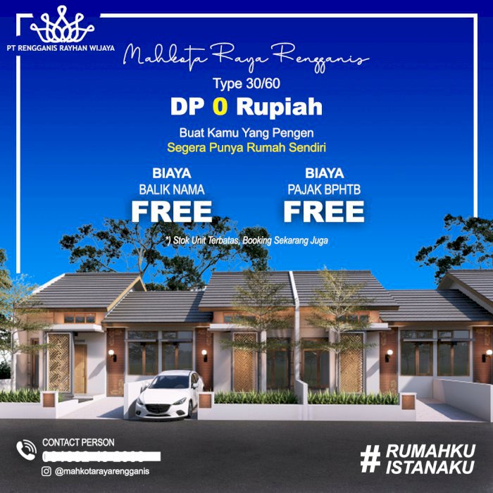 JUAL PERUMAHAN SUBSIDI MAHKOTA RAYA RENGGANIS, SUMBER SARI JEMBER