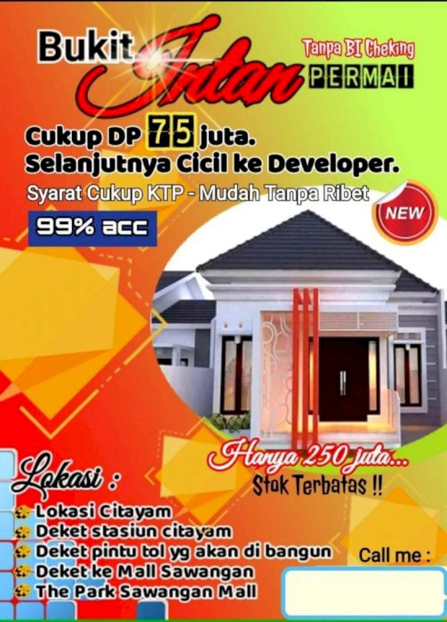 Rumah Cantik di dekat Stasiun Citayam Bebas banjir