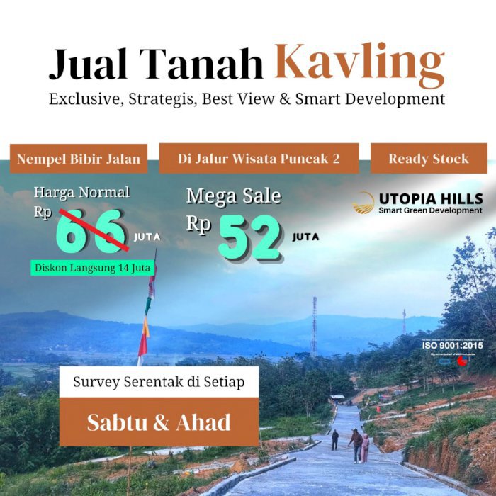 Kavling tanah Utopia hils Cariu Puncak 2 Bogor