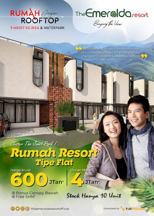 Rumah Resort 2,5 lantai berikut rooftop, dg lokasi yg strategis
