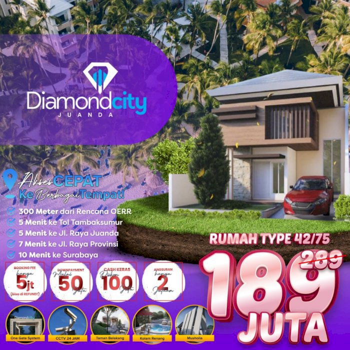 DISKON 100 JUTA,  Rumah Minimalis Sederhana Di Sidoarjo 189 Juta