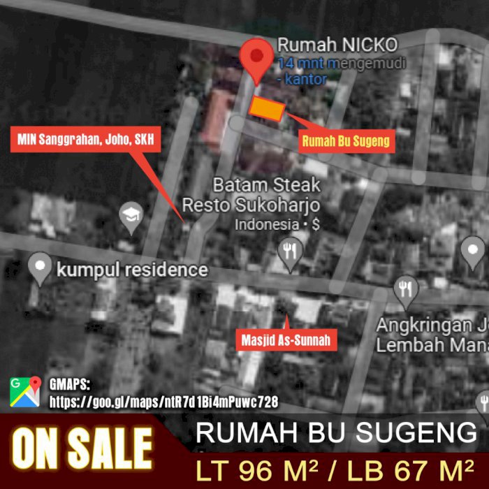Rumah dekat Pusat kota Sukoharjo