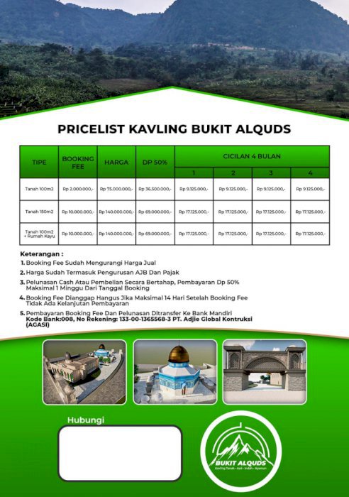 For sale tanah kavling bukit alquds