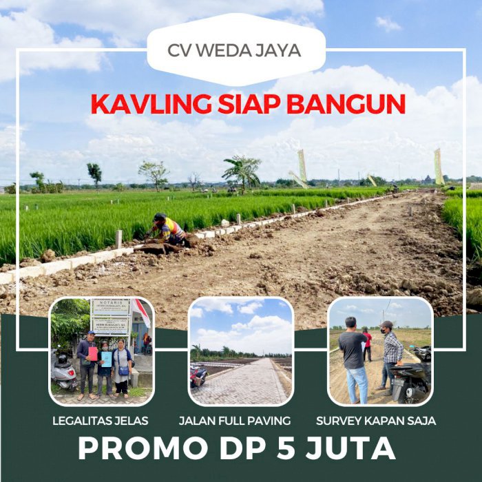 TANAH KAVLING MURAH KREDIT DP 5 JUTA ANGSURAN 700 RIBUAN