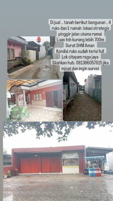Di jual 4 ruko dan 1 rumah utama