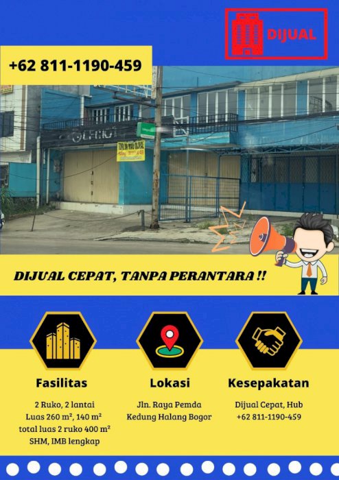 DIJUAL 2 RUKO 2 LANTAI di area Kota Bogor