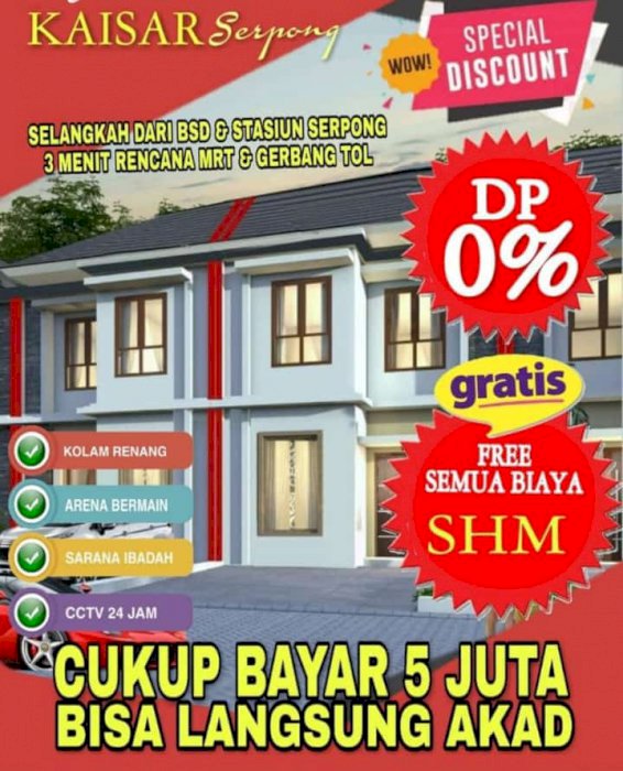 RUMAH DI JUAL DI KAISAR SERPONG || BISA KPR 5JT ALL IN