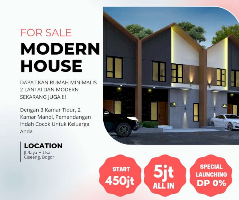rumah dijual murah mulai 450jt bisa kpr lokasi pinggir jalan utama