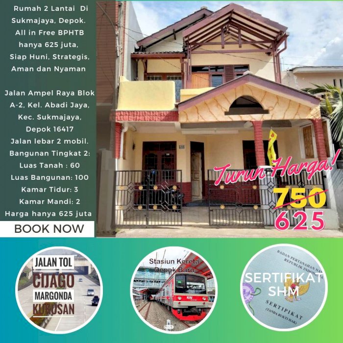 Dijual Rumah Istimewa 2 Lantai Di Sukmajaya, Depok.