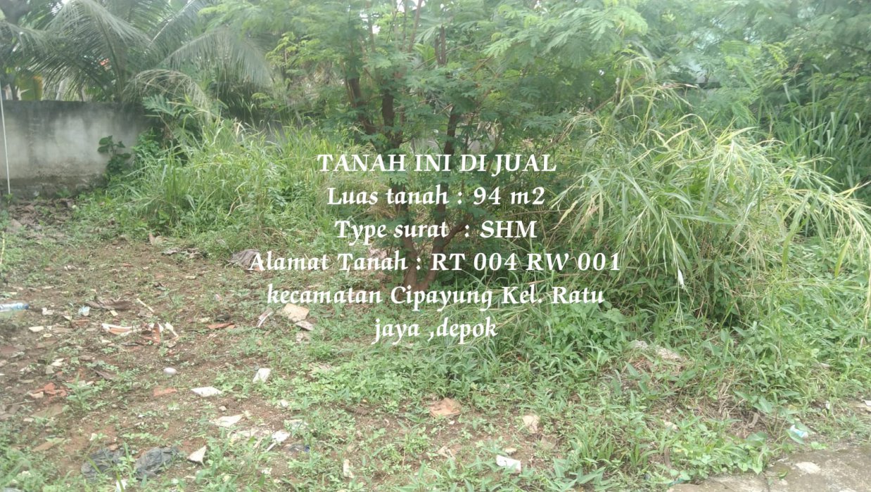 Tanah ini di jual 94 mÂ² dalam kavling