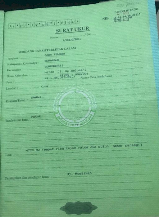 Dijual Tanah Dengan Luas 4720mÂ²