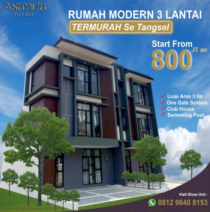 Rumah 3Lt. TERMURAH DI PAMULANG TANGERANG SELATAN