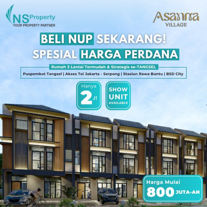 Rumah 3Lt. HARGA PERDANA 800JT-AN DI TANGSEL | LOKASI SANGAT STRATEGIS