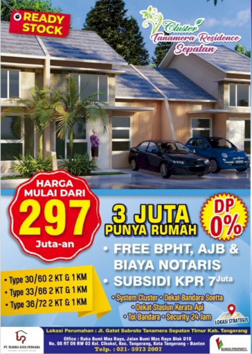 Rumah dekat bandara Soetta tanamera residence DP 0