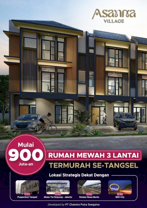 Rumah di Pamulang 3Lt. DP0% Murah | Harga 900Jtan