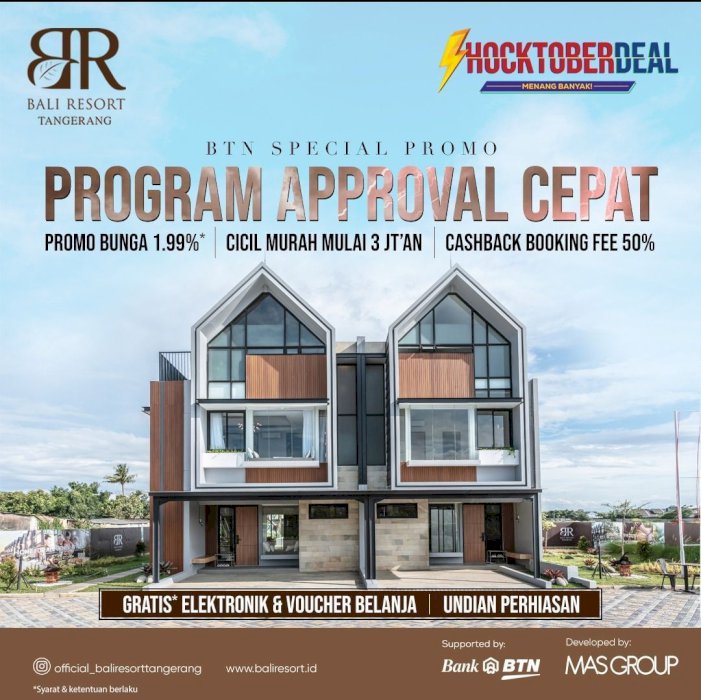 Cluster Bali resort Sepatan rumah 3 lantai DP 0