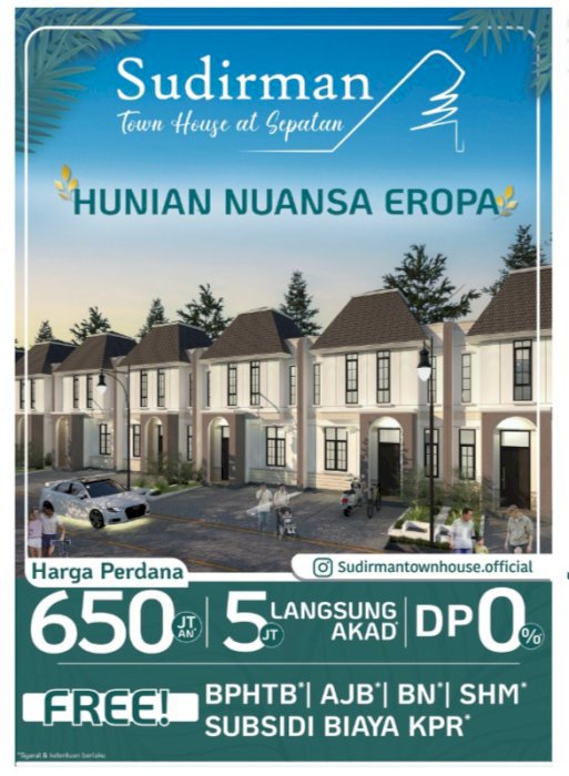 Sudirman townhouse rumah mewah sepatan bayar 5 juta