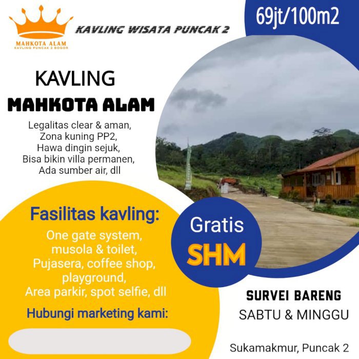 Tanah kavling villa jalur puncak 2 Bogor timur