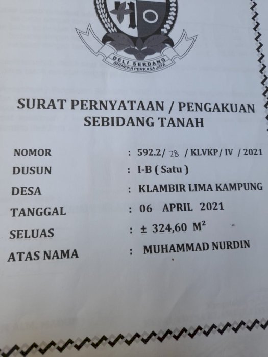 Jual tanah,ukuran 324,60m2,no hp atau wa 082172771468