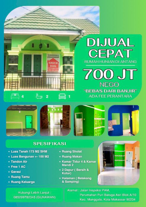 Dijuall Cepat Rumah!!! 700Juta Bisa nego, mau tanya langsung ke NO WA