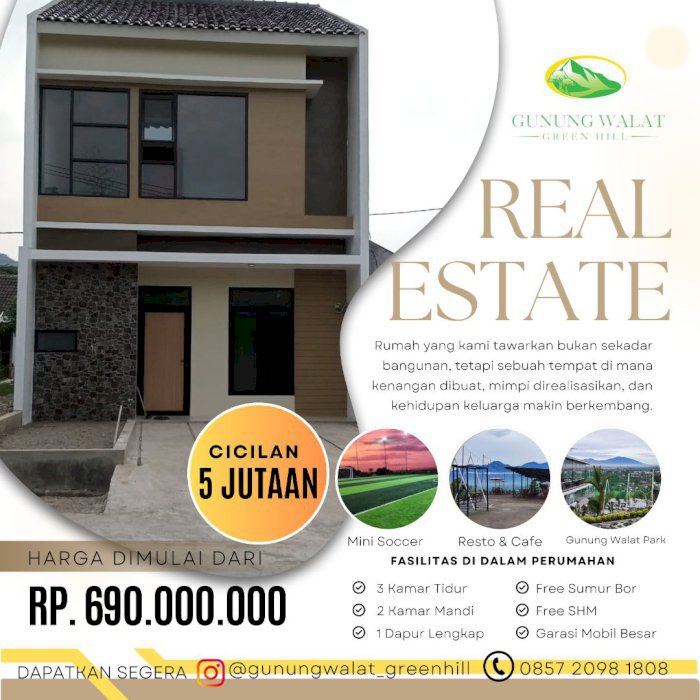 Perumahan dengan Nuansa Alam Pegunungan Gunung Walat yang sejuk