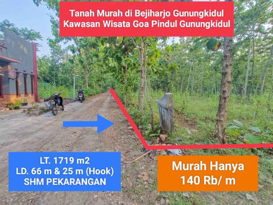 Jual Tanah Murah di Bejiharjo Gunungkidul Dekat Kota Wonosari